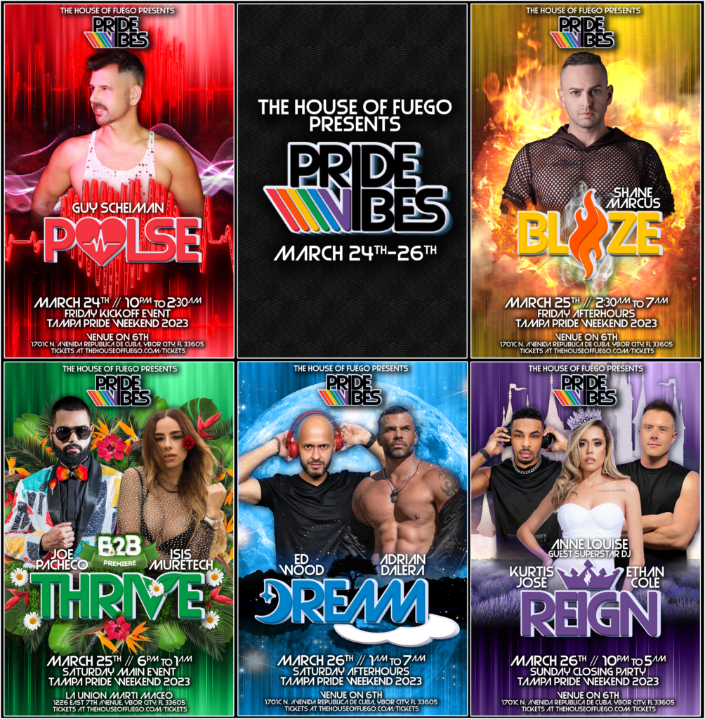 Pride Vibes Weekend of Events Flyers